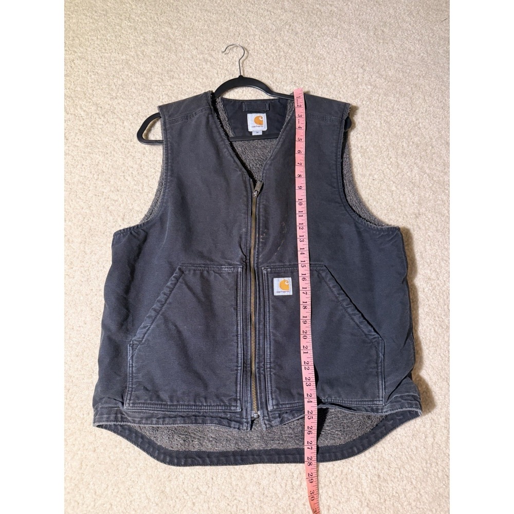Vintage Carhartt Sherpa Lined Duck Work Vest Black Charcoal Madein Mexico Size M